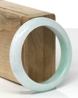 Baikalla Natural Apple-Green Patch Jadeite Jade "Half Round" Bangle Bracelet (53.9mm) 