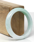 Baikalla Natural Apple-Green Patch Jadeite Jade "Half Round" Bangle Bracelet (53.9mm) 