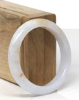 Baikalla Natural Light Lavender Green & Sajin Jadeite Jade "Half Round" Bangle Bracelet (53.5mm) 