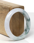 Baikalla Natural Blue-Green Flowers Jadeite Jade "Half Round" Bangle Bracelet (53.1mm) 