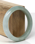 Baikalla Natural Oil-Green & Icy Green Patch Jadeite Jade "Half Round" Bangle Bracelet (57.3mm) 