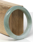Baikalla Natural Oil-Green & Icy Green Patch Jadeite Jade "Half Round" Bangle Bracelet (57.3mm) 