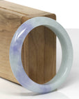 Baikalla Natural Light Blue-Green & Lavender Jadeite Jade "Half Round" Bangle Bracelet (54.7mm) 