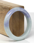 Baikalla Natural Light Blue-Green & Lavender Jadeite Jade "Half Round" Bangle Bracelet (54.7mm) 