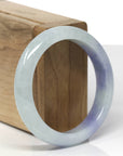Baikalla Natural Light Blue-Green & Lavender Jadeite Jade "Half Round" Bangle Bracelet (54.7mm) 