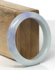 Baikalla Natural Light Blue-Green & Lavender Jadeite Jade "Half Round" Bangle Bracelet (54.7mm) 