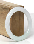 Baikalla Natural Icy Light Green Jadeite Jade "Traditional Round" Bangle Bracelet (52.8mm) 