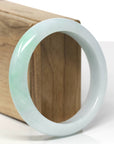 Baikalla Natural Light Apple-Green Patch Jadeite Jade "Half Round" Bangle Bracelet (58mm) 