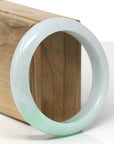 Baikalla Natural Light Apple-Green Patch Jadeite Jade "Half Round" Bangle Bracelet (58mm) 