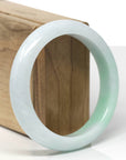 Baikalla Natural Light Apple-Green Patch Jadeite Jade "Half Round" Bangle Bracelet (58mm) 