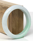 Baikalla Natural Light Apple-Green Patch Jadeite Jade "Half Round" Bangle Bracelet (58mm) 