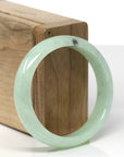 Baikalla Natural Light Apple Green & Black Wuji Jadeite Jade "Oval" Bangle Bracelet (56.2mm) 