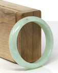Baikalla Natural Light Apple Green & Black Wuji Jadeite Jade "Oval" Bangle Bracelet (56.2mm) 