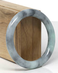 Baikalla Natural Black Wuji & Light Green Jadeite Jade "Traditional Round" Bangle Bracelet (55.8mm) 