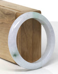Baikalla Natural Light Lavender & Green Patches Jadeite Jade "Half Round" Bangle Bracelet (55.5mm) 