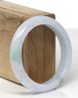Baikalla Natural Light Lavender & Green Patches Jadeite Jade "Half Round" Bangle Bracelet (55.5mm) 