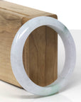 Baikalla Natural Light Lavender & Green Patches Jadeite Jade "Half Round" Bangle Bracelet (55.5mm) 