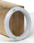 Baikalla Natural Light Lavender & Green Patches Jadeite Jade "Half Round" Bangle Bracelet (55.5mm) 