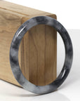 Baikalla Natural Black Wuji Jadeite Jade "Traditional Round" Bangle Bracelet (55.7mm) 