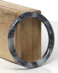 Baikalla Natural Black Wuji Jadeite Jade "Traditional Round" Bangle Bracelet (55.7mm) 