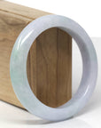 Baikalla Natural Light Lavender W/ Green Patch Jadeite Jade "Half Round" Bangle Bracelet (57.6mm) 