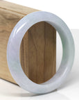 Baikalla Natural Light Lavender W/ Green Patch Jadeite Jade "Half Round" Bangle Bracelet (57.6mm) 