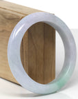Baikalla Natural Light Lavender W/ Green Patch Jadeite Jade "Half Round" Bangle Bracelet (57.6mm) 