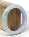 Baikalla Natural Light Lavender W/ Green Patch Jadeite Jade "Half Round" Bangle Bracelet (57.6mm) 