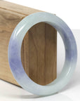 Baikalla Natural Light Blue-Green & Lavender Jadeite Jade "Half Round" Bangle Bracelet (57.6mm) 