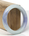 Baikalla Natural Light Blue-Green & Lavender Jadeite Jade "Half Round" Bangle Bracelet (57.6mm) 