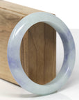 Baikalla Natural Light Blue-Green & Lavender Jadeite Jade "Half Round" Bangle Bracelet (57.6mm) 