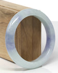 Baikalla Natural Light Blue-Green & Lavender Jadeite Jade "Half Round" Bangle Bracelet (57.6mm) 