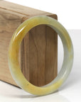 Baikalla Natural Rich Yellow Jadeite Jade "Half Round" Bangle Bracelet (56.3mm) 