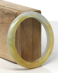 Baikalla Natural Rich Yellow Jadeite Jade "Half Round" Bangle Bracelet (56.3mm) 