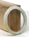 Baikalla Natural Rich Yellow Jadeite Jade "Half Round" Bangle Bracelet (56.3mm) 