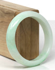Baikalla Natural Apple-Green Jadeite Jade "Half Round" Bangle Bracelet (57mm) 