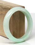 Baikalla Natural Apple-Green Jadeite Jade "Half Round" Bangle Bracelet (57mm) 