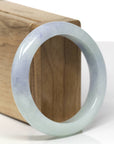 Baikalla Natural Light Blue-Green & Lavender Jadeite Jade "Half Round" Bangle Bracelet (55.6mm) 