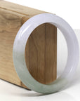 Baikalla Natural Icy Light Lavender & Oil-Green Jadeite Jade "Half Round" Bangle Bracelet (56.3mm) 