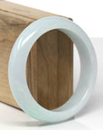 Baikalla Natural Light Green Jadeite Jade "Half Round" Bangle Bracelet (57.7mm) 