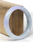 Baikalla Natural Icy Vixen Lavender & Light Green Jadeite Jade "Half Round" Bangle Bracelet (57.4mm) 