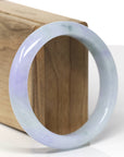 Baikalla Natural Icy Vixen Lavender & Light Green Jadeite Jade "Half Round" Bangle Bracelet (57.4mm) 