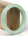 Baikalla Natural Light Apple-Green & Wuji Jadeite Jade "Half Round" Bangle Bracelet (59.7mm) 
