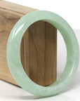 Baikalla Natural Light Apple-Green & Wuji Jadeite Jade "Half Round" Bangle Bracelet (59.7mm) 