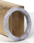 Baikalla Natural Black Sesame Wuji & Light Lavender Jadeite Jade "Half Round" Bangle Bracelet (55.8mm) 