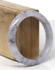 Baikalla Natural Black Sesame Wuji & Light Lavender Jadeite Jade "Half Round" Bangle Bracelet (55.8mm) 