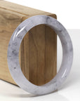 Baikalla Natural Black Sesame Wuji & Light Lavender Jadeite Jade "Half Round" Bangle Bracelet (55.8mm) 
