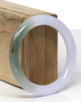 Baikalla Natural Icy Light Lavender & Oil-Green Jadeite Jade "Traditional Round" Bangle Bracelet (53.9mm) 