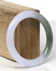 Baikalla Natural Icy Light Lavender & Oil-Green Jadeite Jade "Traditional Round" Bangle Bracelet (53.9mm) 