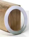 Baikalla Natural Icy Light Lavender & Oil-Green Jadeite Jade "Traditional Round" Bangle Bracelet (53.9mm) 